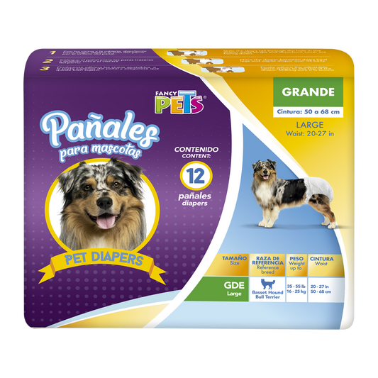PAÑALES GDE P/PERRO - 12 PZ